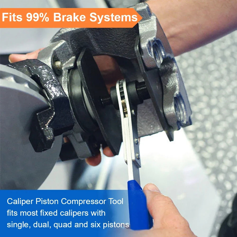 Brake Caliper Piston Spreader Tool - Ratchet Wrench for Single, Twin & Quad Piston Brakes
