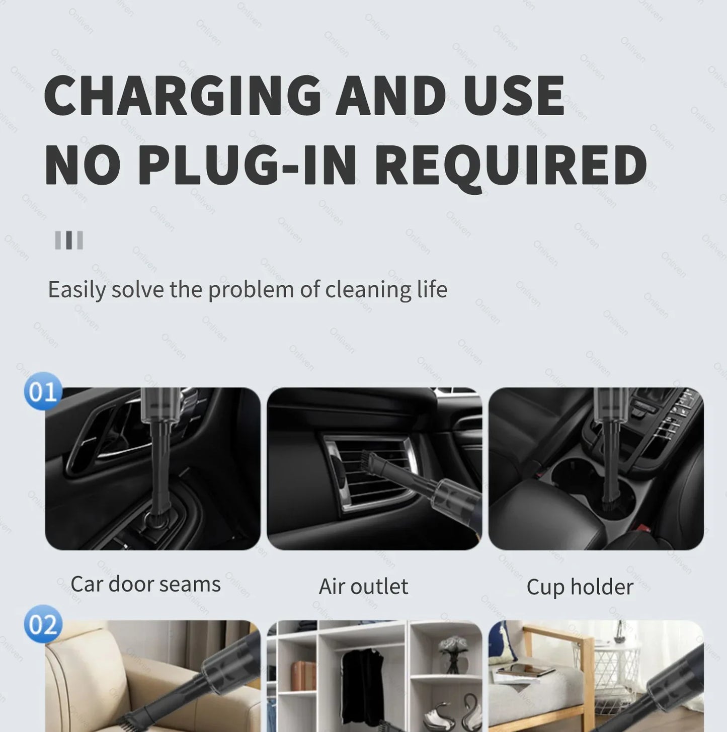 SZUK 98000PA Mini Car Vacuum Cleaner — Powerful Handheld Wireless Portable Cleaner with Strong Suction