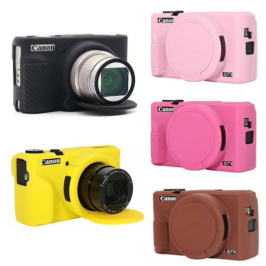 Canon G7X Mark II Silicone Camera Case - Soft Rubber Protective Skin Cover with Lens Protector for G7XII G7X2 G7X3 G7XIII