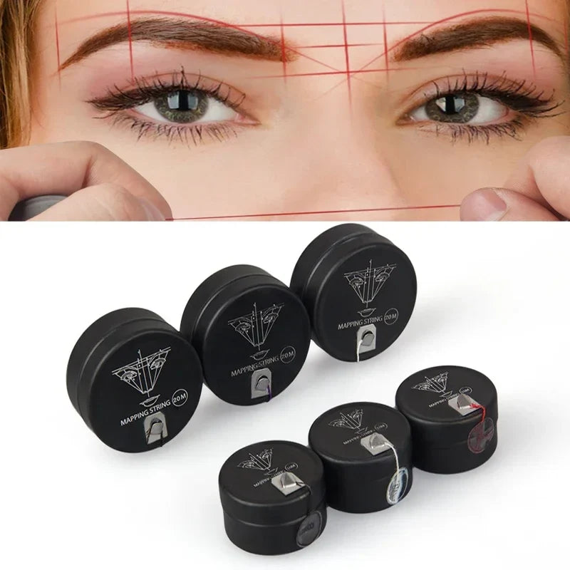 Microblading Eyebrow Mapping String - 10/20M Pre-Inked Brow Mapping Thread for Permanent Makeup Tattoo Design Tool
