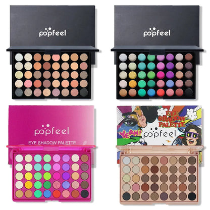 POPFEEL 40 Color Eyeshadow Palette - Earth Tone & Rainbow Shades with Matte and Shimmer Long Lasting Finish