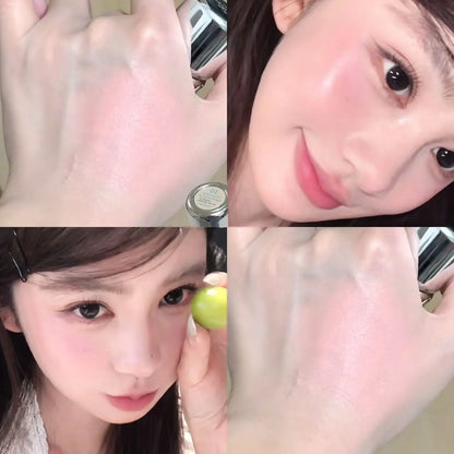Matte Liquid Blush Cream - Low Saturation Water Light Cheek Makeup with Large Sponge Brush for Natural Rouge Look