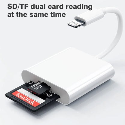 Byscoon 2-in-1 USB Lightning to TF/SD Card Reader – OTG Adapter for iPhone 14/13/12 Pro Max, Camera & Data Converter