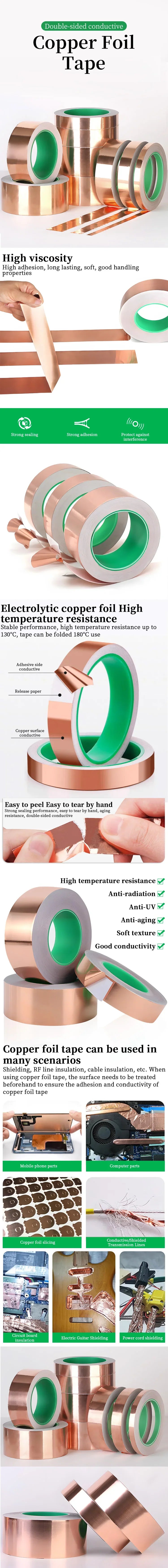 DIY Copper Foil Tape – Double-Sided Conductive Adhesive for EMI & Anti-Static Electrical Circuit Repair