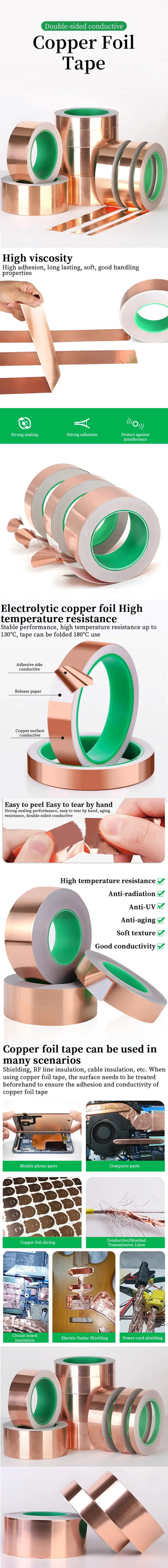 DIY Copper Foil Tape – Double-Sided Conductive Adhesive for EMI & Anti-Static Electrical Circuit Repair
