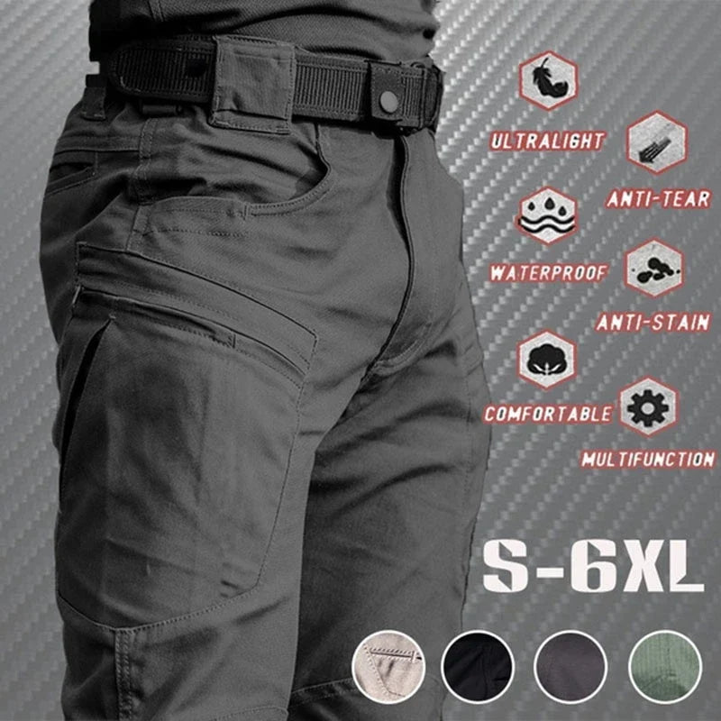 Men's Summer Tactical Cargo Pants - Lightweight Waterproof Multi-Pocket Outdoor Hiking Trousers