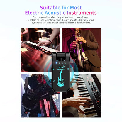 2.4G Wireless Guitar System – Transmitter & Receiver Set for Electric Guitar & Bass, 48K/16bit Real-Time Transmission