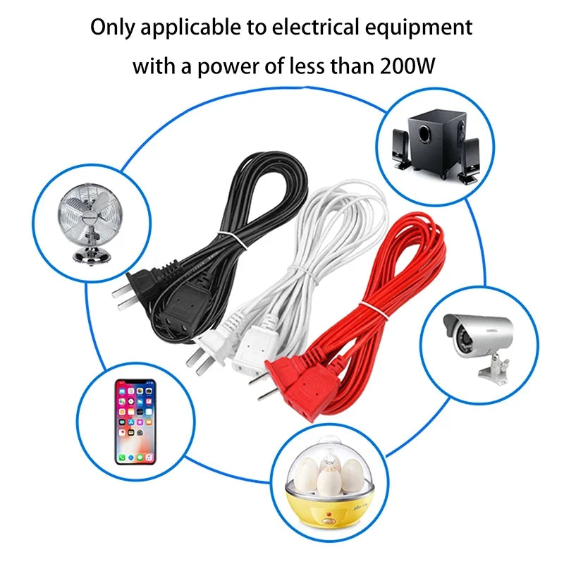 AC Power Cord with ON/OFF Switch - Two-Pin Plug Extension Cable Adapter for Home & Electronics