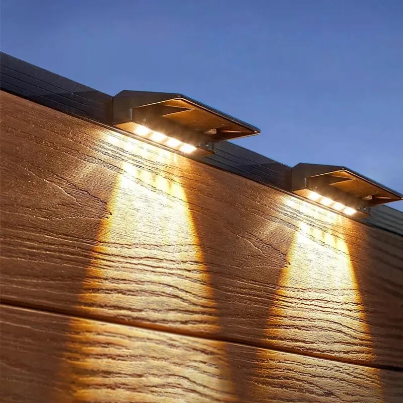 2 Pack Solar Wall Lights - 4 LED Waterproof Outdoor Fence, Deck & Pathway Lighting for Yard