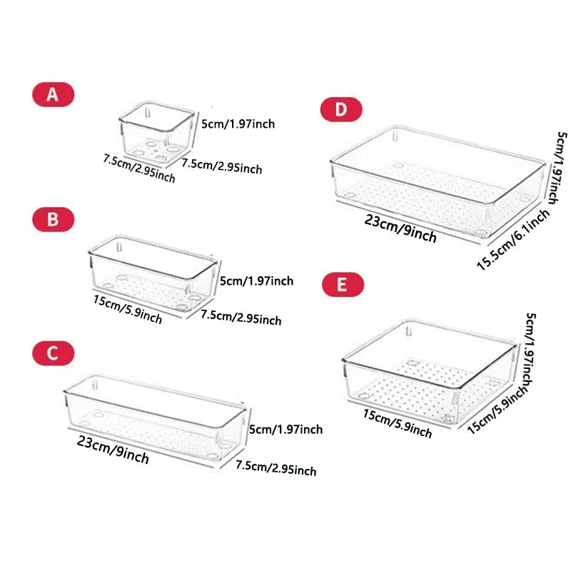 28PCS Clear Drawer Organizer Set - Multi-Size Storage Trays for Bathroom Vanity Kitchen & Bedroom