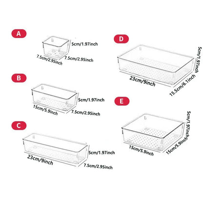 28PCS Clear Drawer Organizer Set - Multi-Size Storage Trays for Bathroom Vanity Kitchen & Bedroom
