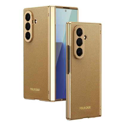 Samsung Galaxy Z Fold 4/5/6/7 Plaid Vegan Leather Case - Hinge Protection Cover with Clear Glass Protector