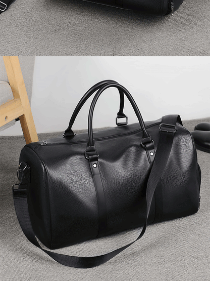 Retro Short Trip Bag – Large Capacity Sports, Motorcycle, and Training PU Waterproof Leisure Fitness Bag