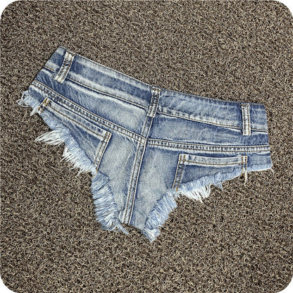 Sexy Women's Low-Rise Stretch Denim Shorts — Mini Hot Pants for Beach, Party & Clubwear