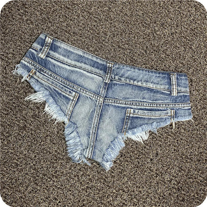 Sexy Women's Low-Rise Stretch Denim Shorts — Mini Hot Pants for Beach, Party & Clubwear