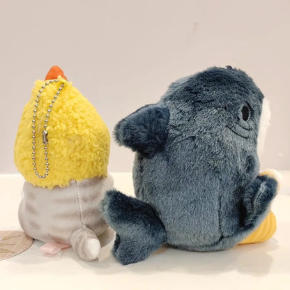 Kawaii Tempura Shrimp Shark Cat Plush Keychain — Cute Mofusand Anime Pendant Backpack Gift for Girlfriend