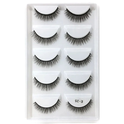 5 Pairs 3D Real Mink False Eyelashes – Soft Natural Look Eyelash Extensions for Makeup & Daily Wear