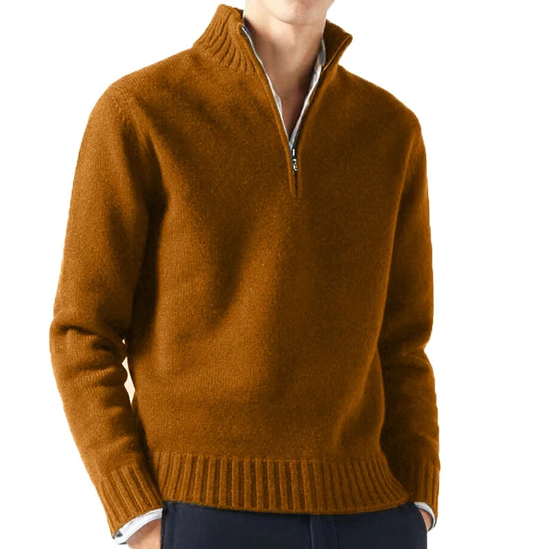 Men's Autumn Turtleneck Sweater - Solid Color Long Sleeve Knit Pullover Casual Warm Daily Coat