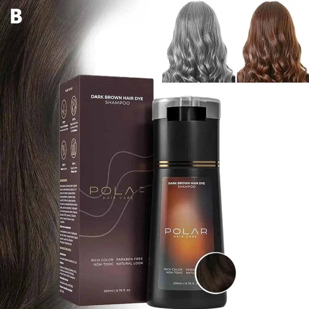 200ml Hair Dye Shampoo - Natural Gray Hair Coverage for Women & Men Semi-Permanent Black Brown Purple Color Kit