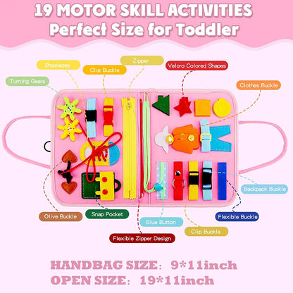 Montessori Toddler Busy Board – Educational Activity for Motor Skills & Baby Learning Toys for Travel
