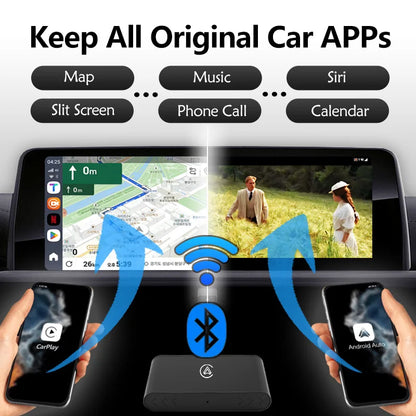 Wireless CarPlay Adapter - Convert Wired to Wireless CarPlay for Apple | USB A/Type-C Dongle | Plug & Play Auto Car Adapter