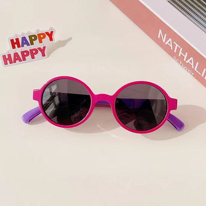 2023 Kids Checker Panel Round Sunglasses – Cute UV400 Sun Protection for Baby Girls & Children Outdoor Wear