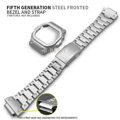 G-Refit V6.0 DW5600 Metal Bezel Kit - Stainless Steel Watch Band Strap & Case Accessories with Tools for GWB5600/GWM5610
