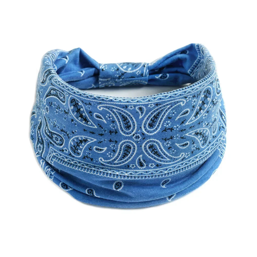 Bohemian Wide Cotton Stretch Headbands for Women – Turban Style Hairbands, Bandana Headwrap Hair Accessories