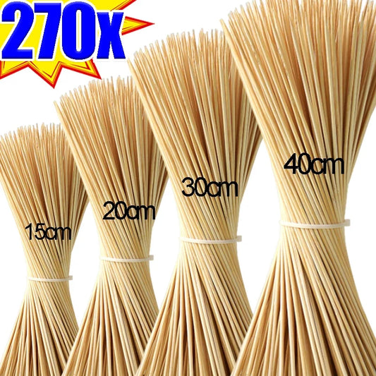 Disposable Bamboo Skewers - 270/90PCS Long Thick Wooden Food Sticks for Party, Buffet, Fruit & BBQ Serving Tools