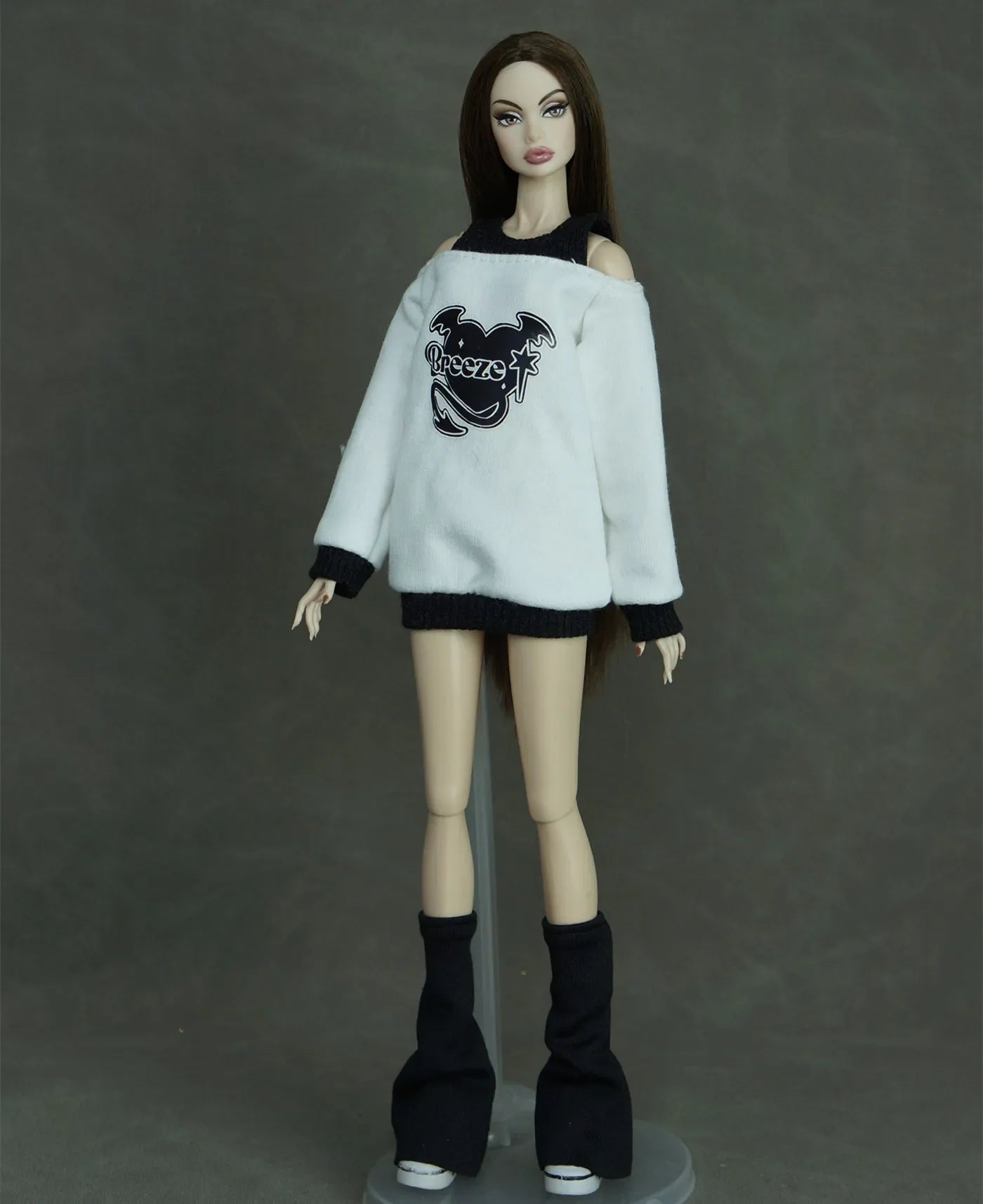30cm Doll Clothes Set – Long Sleeve Shirt & Foot Covers for 1/6 OB/ST/FR/BB Dolls