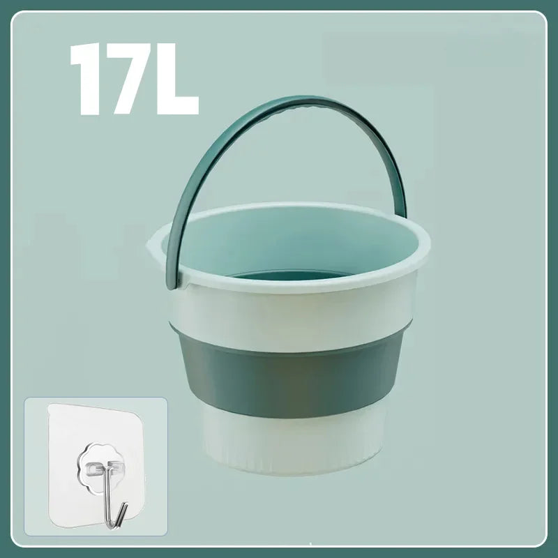 Portable Folding Silicone Bucket - 5L/10L/17L Collapsible Thickened Bucket for Car Washing, Fishing, Camping & Outdoor Use