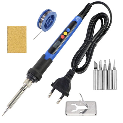 60W/80W Digital Soldering Iron - LCD Adjustable Temperature Welding Repair Tool with Solder Tips