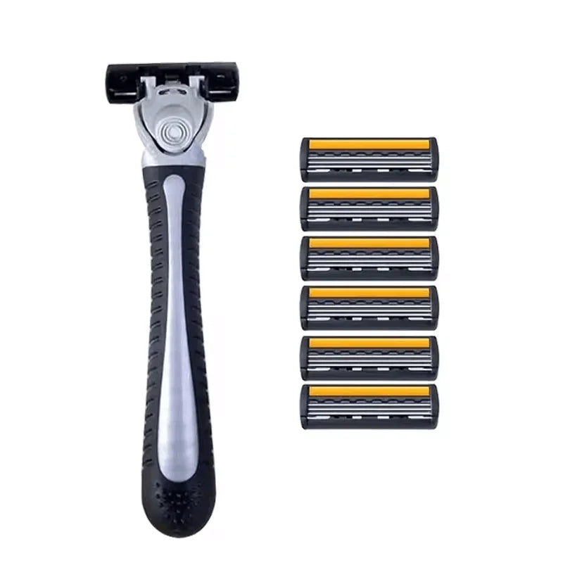 Men’s Reusable Safety Razor with Triple Blades – Anti-Slip Handle, Skin Guard, Travel Shaving Kit Variety Pack