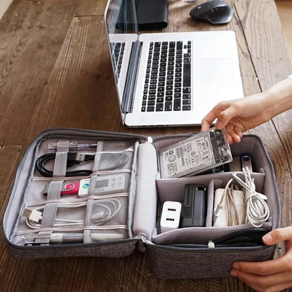 Waterproof Cable Storage Bag - Portable Digital Organizer for USB, Chargers, and Data Cables, Travel-Friendly