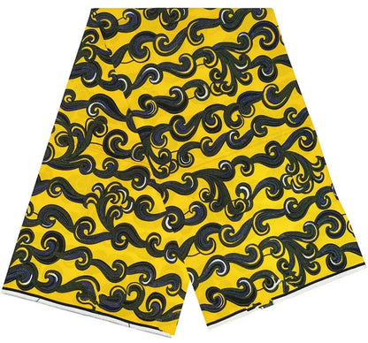Cotton Batik Ankara Fabric - 100% African Wax Print Bronzing Golden Fabric 6 Yards for Dresses & Crafts