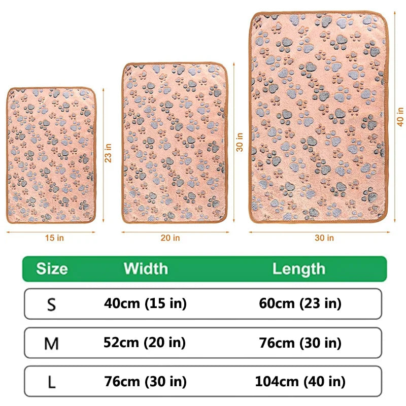 Soft Fluffy Pet Bed Mat - Cute Paw & Elephant Pattern Travel Blanket for Warm Dog and Cat Comfort