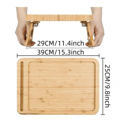 Bamboo Sofa Tray Table – Clip-On Side Table with Phone Holder for Couch Arm