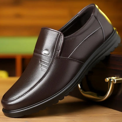 Men’s Handmade Genuine Leather Loafers - Soft Breathable Slip-On Business Casual Driving Shoes