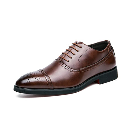 Men’s Red Sole Leather Oxford Shoes - Pointed Toe Lace-Up Business, Office, Party & Wedding Dress Shoes