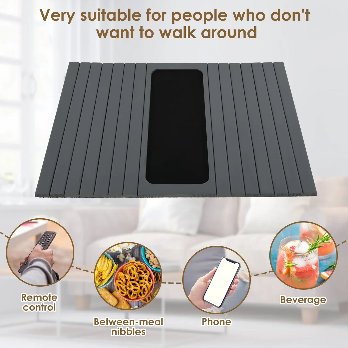 Wooden Sofa Arm Tray – Folding Design, Sturdy & Convenient Tray for Storage and Home Use