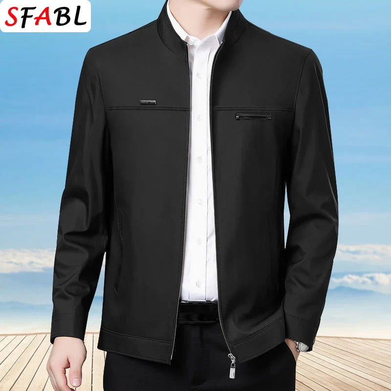Men’s Business Casual Jacket - Luxury Zipper Blazer Office Coat for Spring and Autumn, Up to 3XL