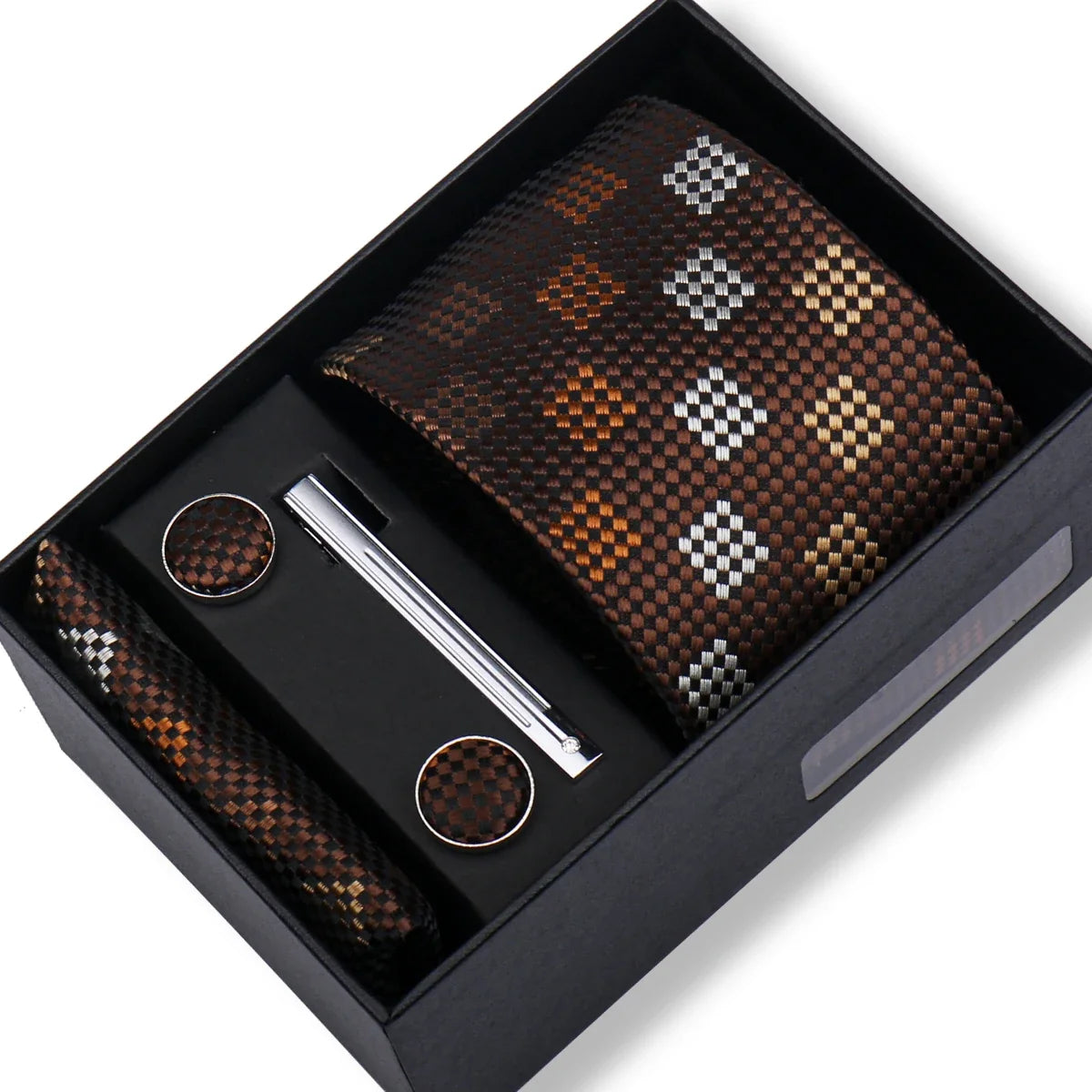 Men’s Green Tie Gift Box Set - Premium Business Necktie with Hanky, Cufflinks & Tie Clip for Wedding Formal Wear