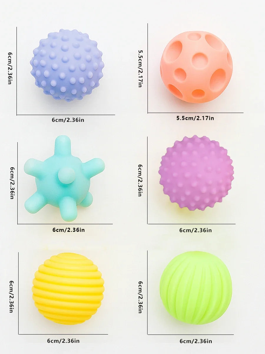 6Pcs Baby Sensory Balls - Montessori Teething & Early Learning Massage Water Toy Set