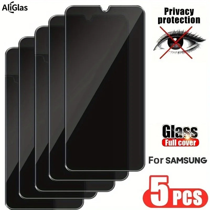 5PCS Privacy Tempered Glass Screen Protector – Anti-Spy Glass for Samsung Galaxy A11–A56 Series Protection