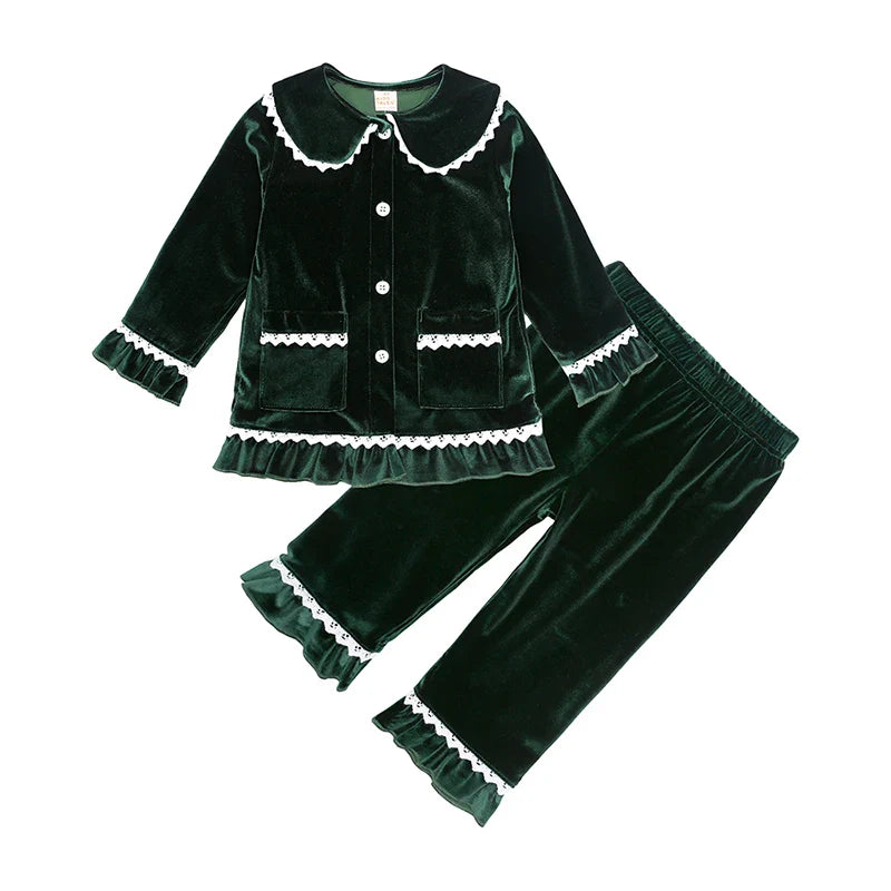 2025 Kids Christmas Pajama Set – Velvet Loungewear Long Sleeve Sleepwear for Boys & Girls