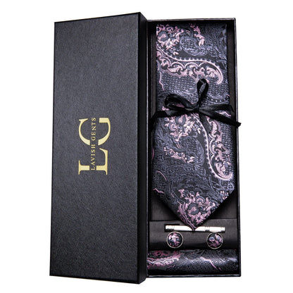 Hi-Tie Luxury Paisley Teal Green Tie Set - Men’s Classic Necktie with Handkerchief & Cufflinks Gift Box for Wedding & Formal Wear