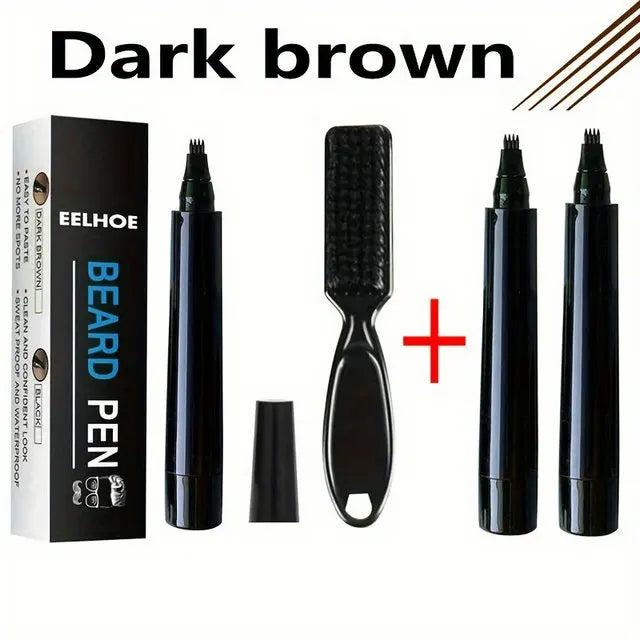 Beard Filling Pen Kit - Waterproof Beard Enhancer Pencil with Shaping Brush