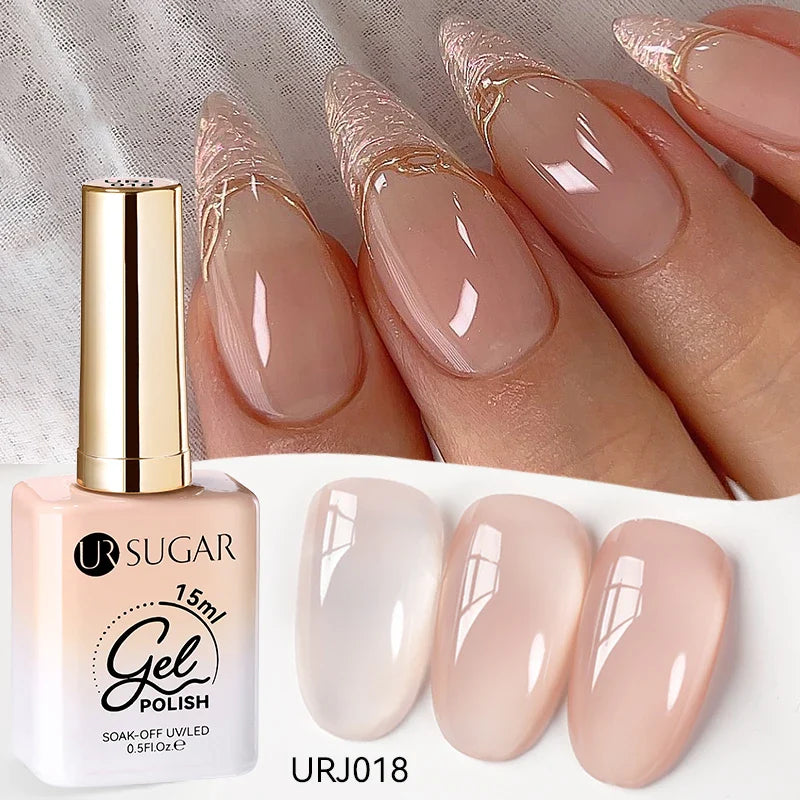 UR SUGAR 15ml Jelly Milky White Gel Polish – Translucent UV Soak Off Nail Art Varnish Semi-Permanent Fashion Nail Color