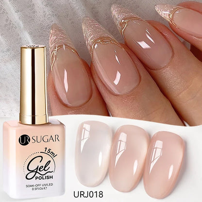 UR SUGAR 15ml Jelly Gel Polish - Milky White Translucent UV Soak Off Nail Art Varnish