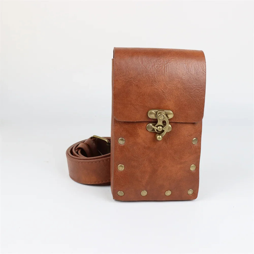 4PCS Medieval Cosplay Leather Belt Set – Copper Coin Waist Bag, Renaissance & Steam Role Playing Halloween Costume Accessories